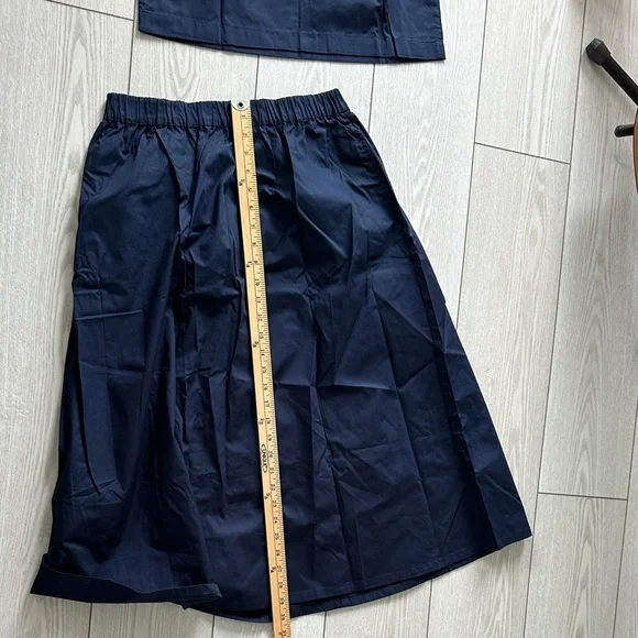 Navy Two-Piece Skirt and Crop Top Set - Picture 9 of 12